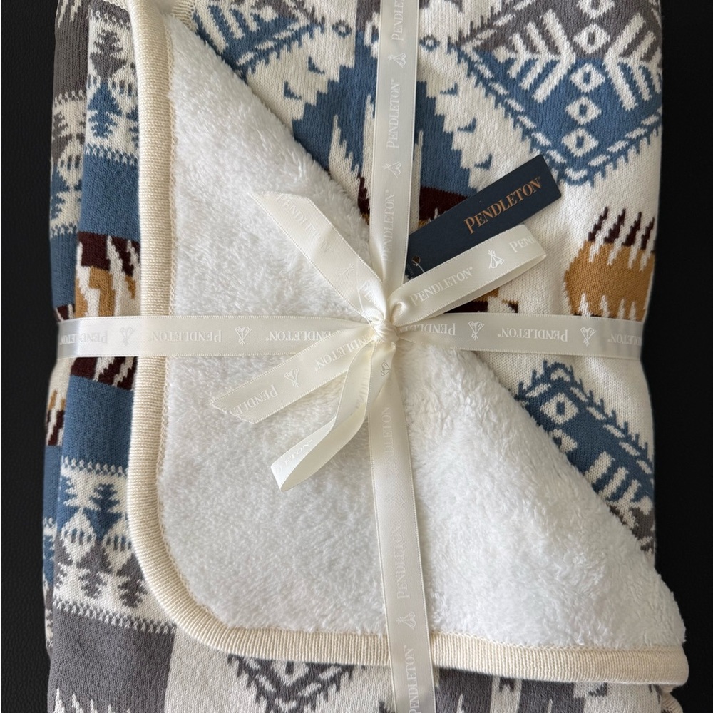 Pendleton Geometric Throw in Blue and Gray
